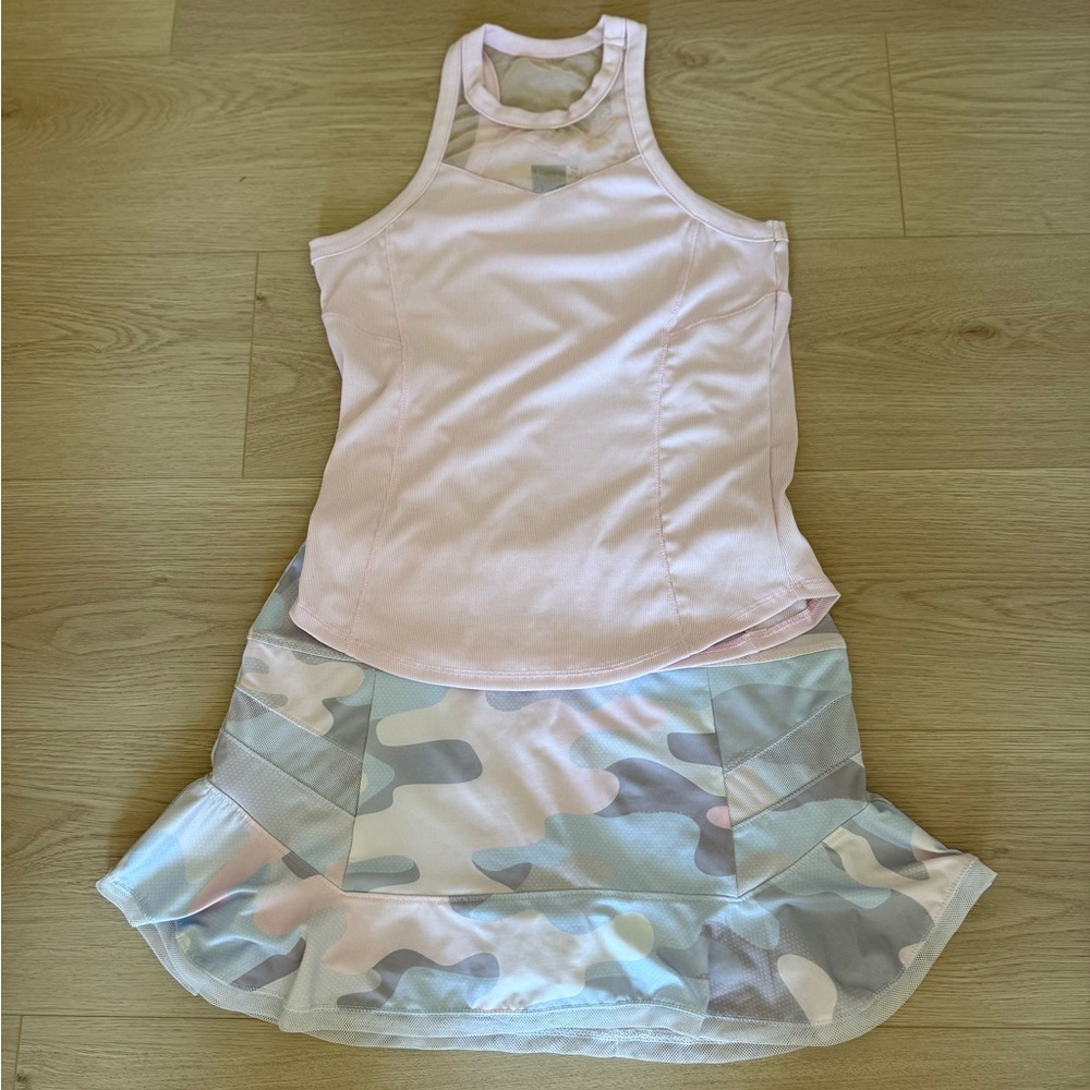 Lucky in Love Pink and Gray Camouflage Kids Dress